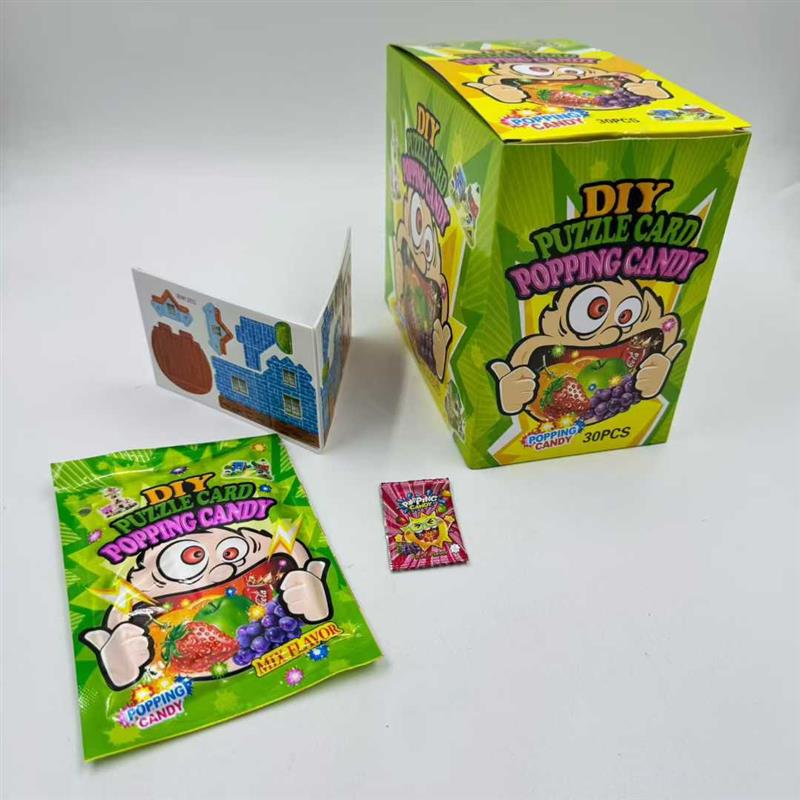 poping candy with card