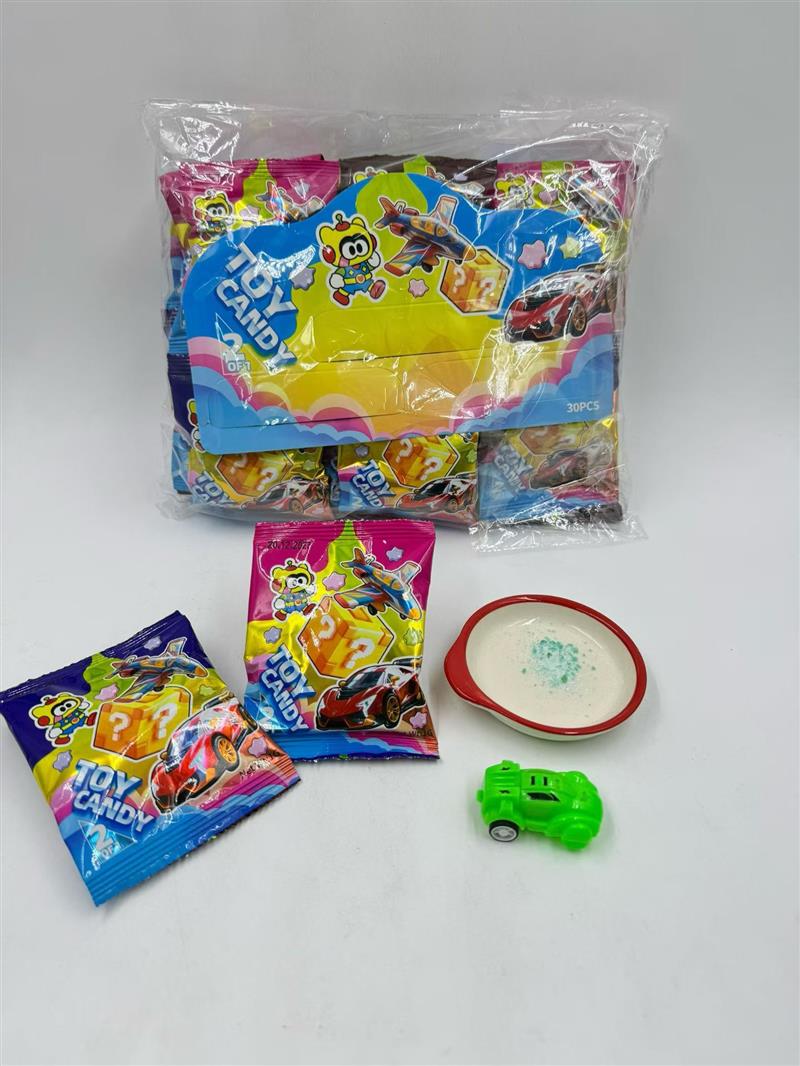 car with poping candy